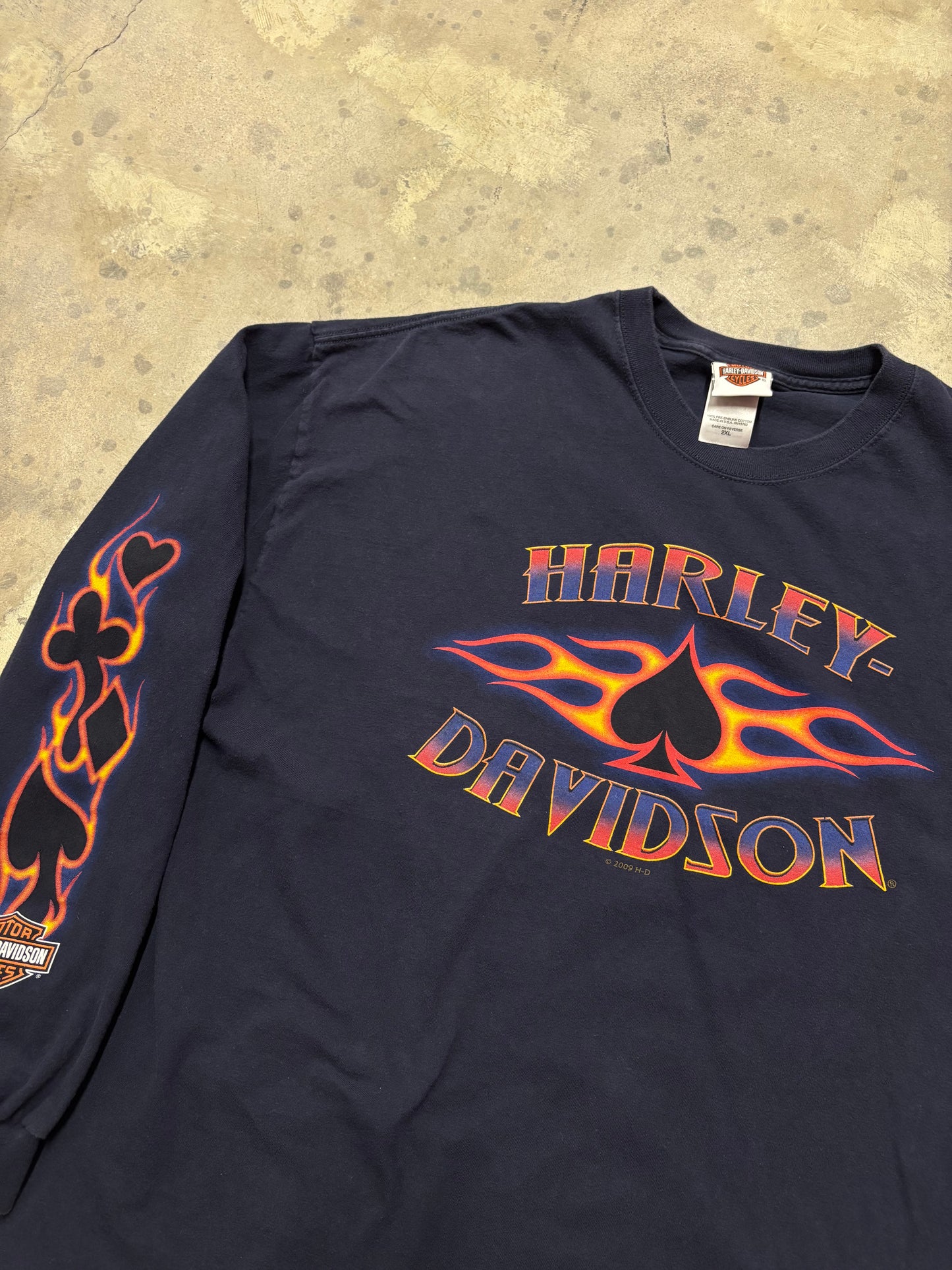 Vintage Harley Davidson poker  flame long sleeve shirt size XXL
