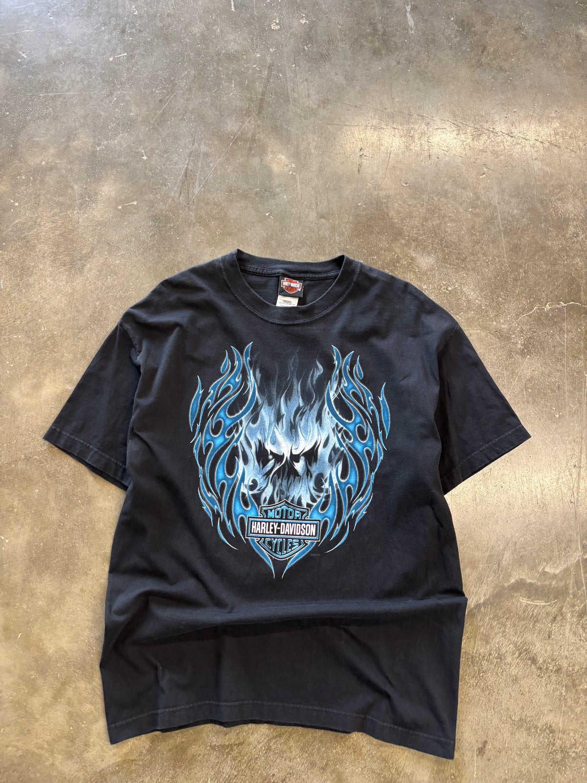 Vintage Harley Davidson blue flame shirt size large