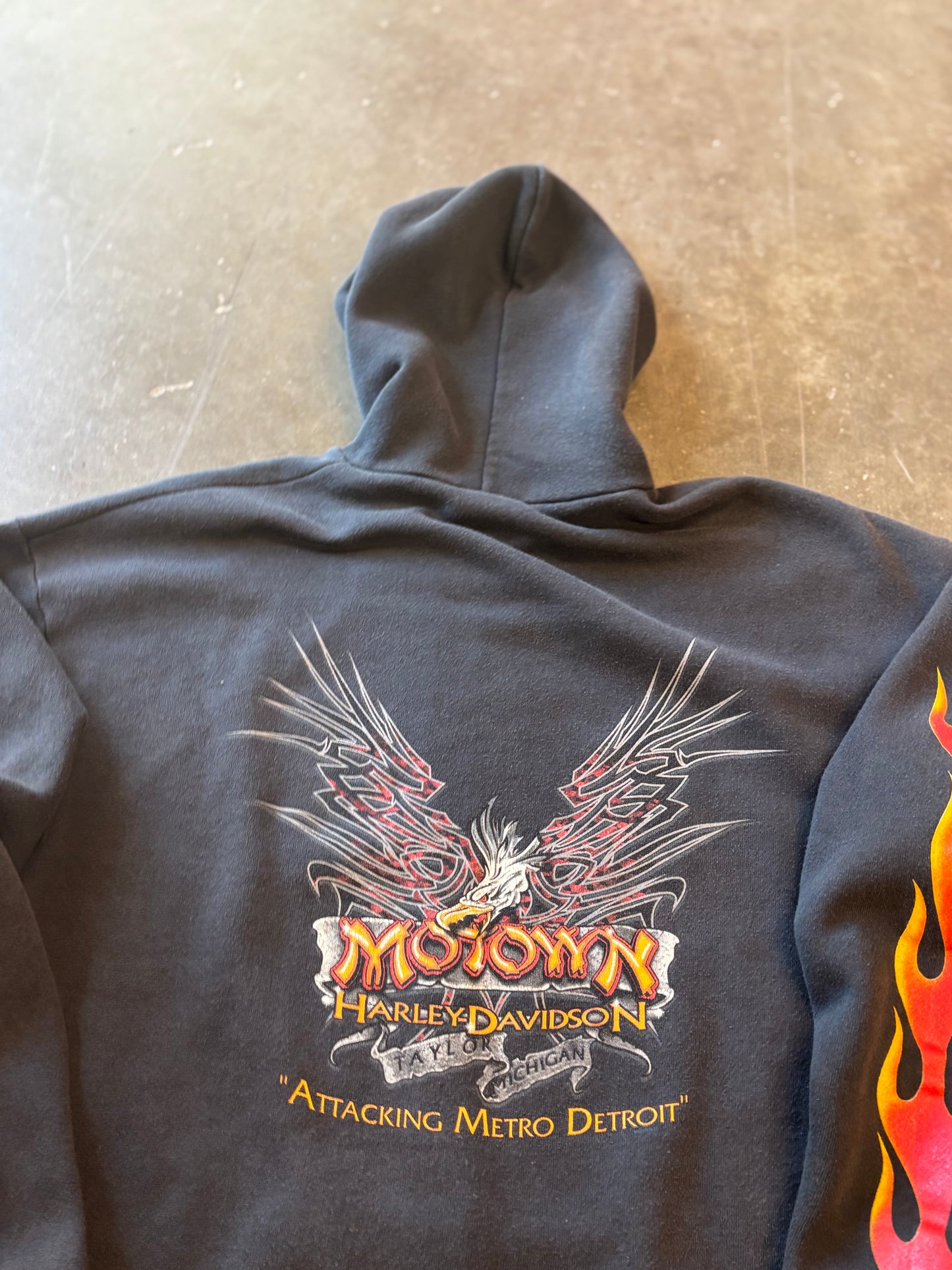 Vintage Harley Davidson Flame zip size extra large
