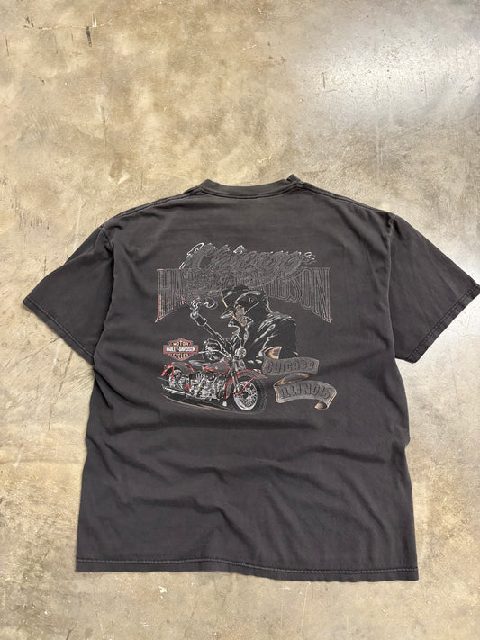 Vintage Faded Out Haley Davidson Chicago gangster shirt size xl