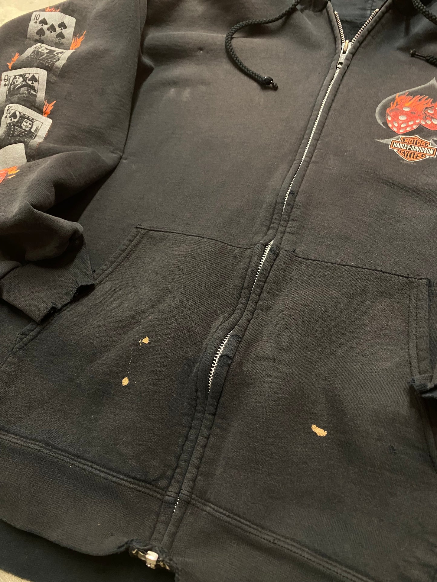 Vintage Harley Davidson Flaming Dice zip up size extra large