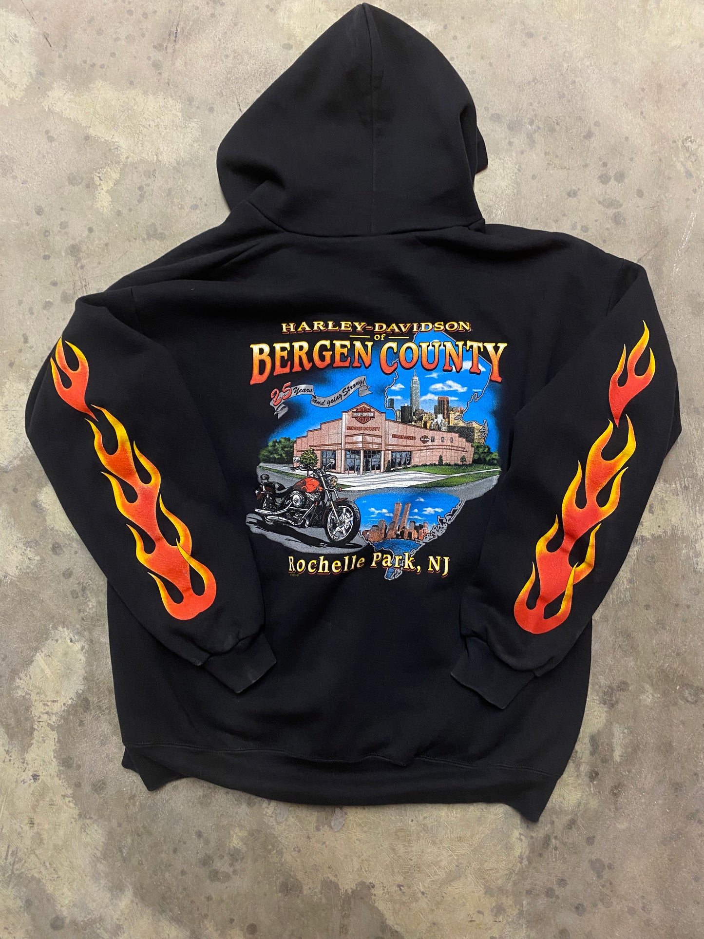 Vintage Harley Davidson Flame Burst zip up hoodie size extra large