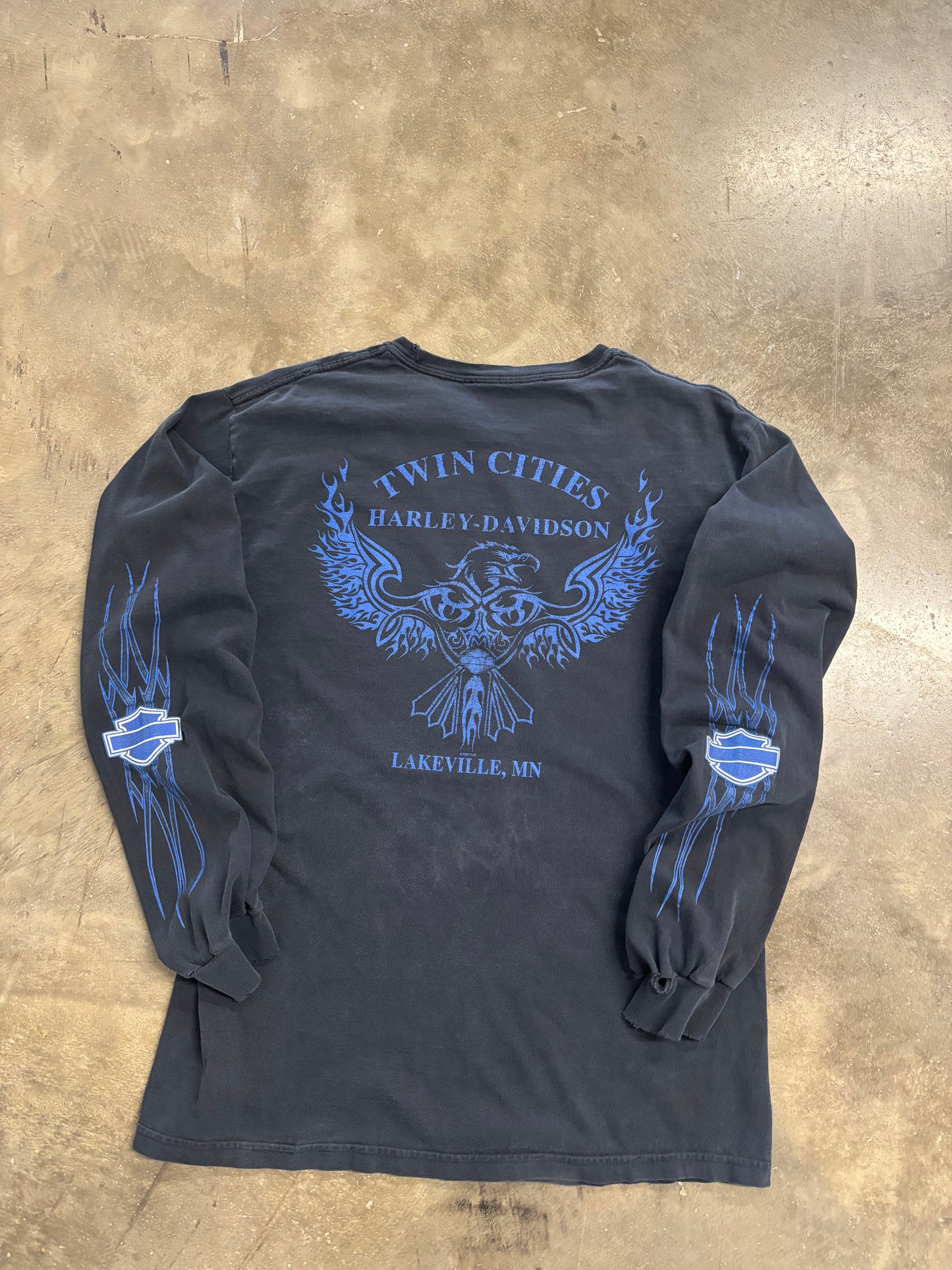 Vintage Harley Davidson Blue Flame long sleeve size medium