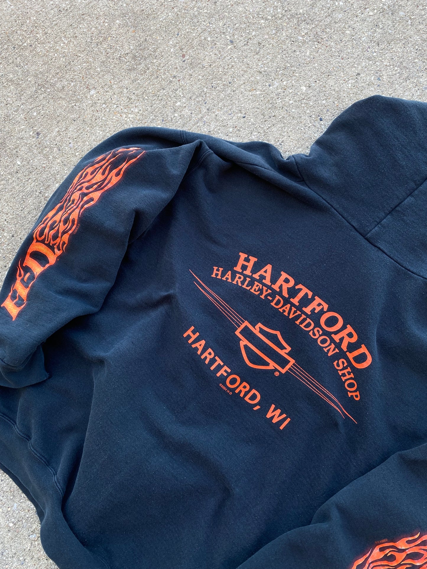 Vintage Harley Davidson Flame sleeve zip up hoodie size medium