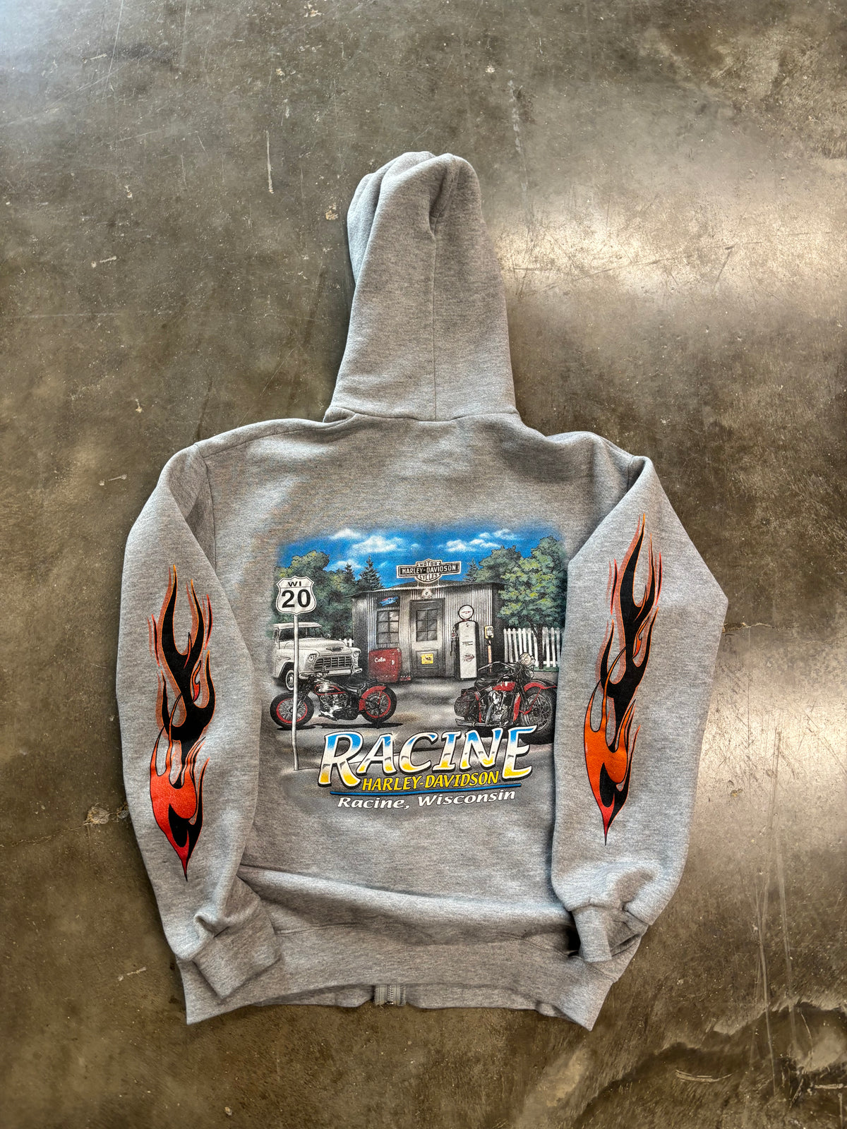 Vintage Harley Davidson flame zip up hoodie size medium