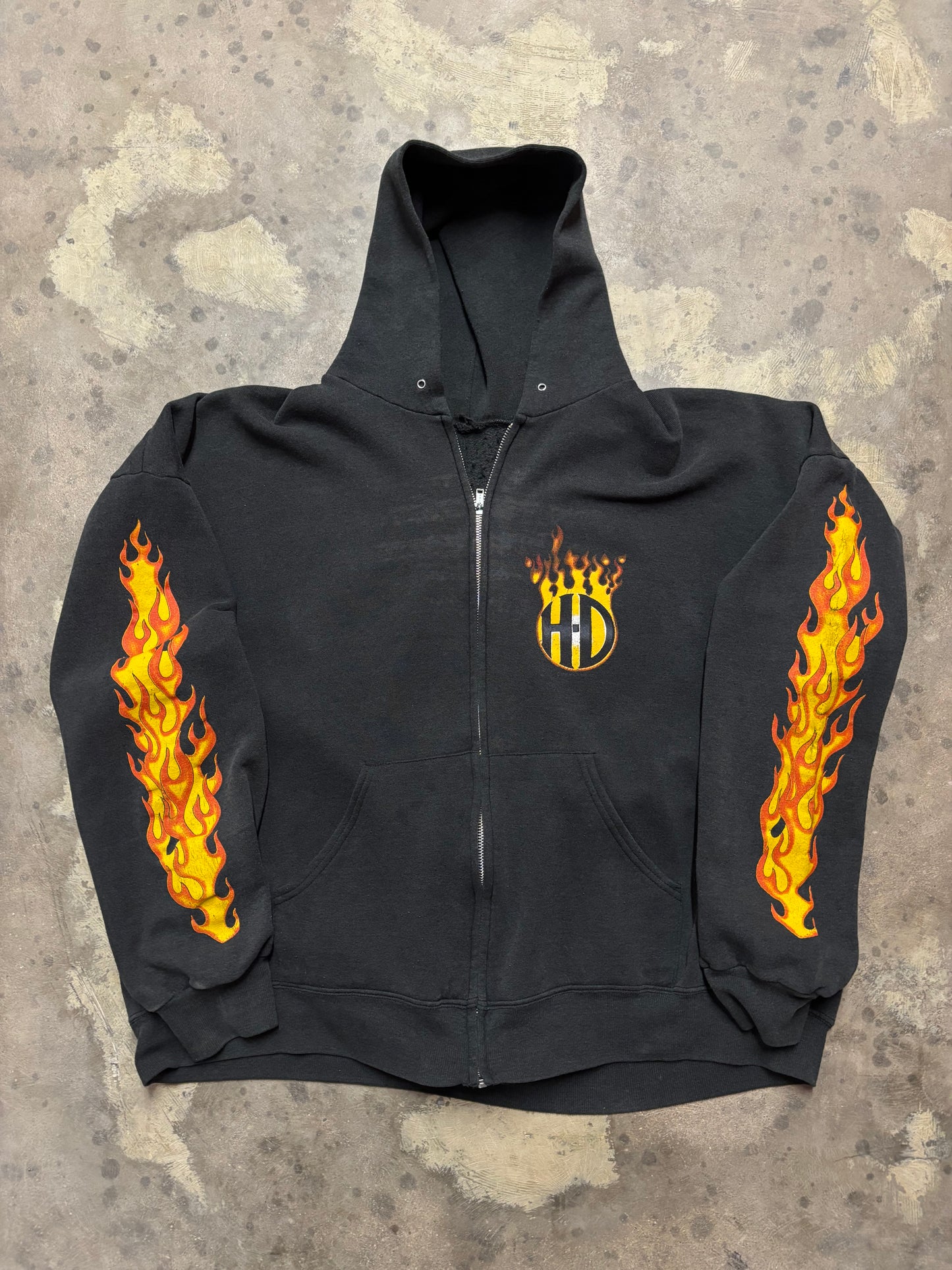 Vintage Harley Davidson Flaming Logo zip up hoodie size XXL