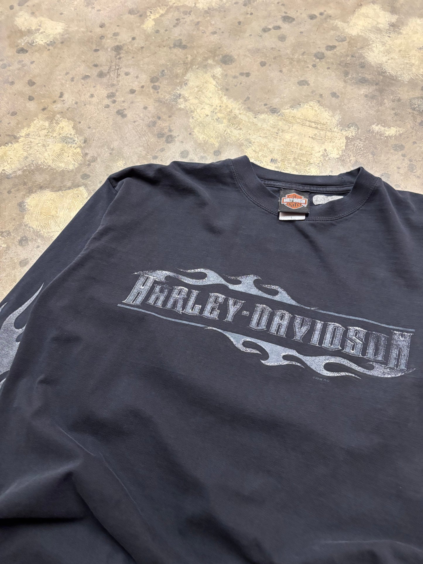 Vintage Harley Davidson chrome flame long sleeve shirt size large