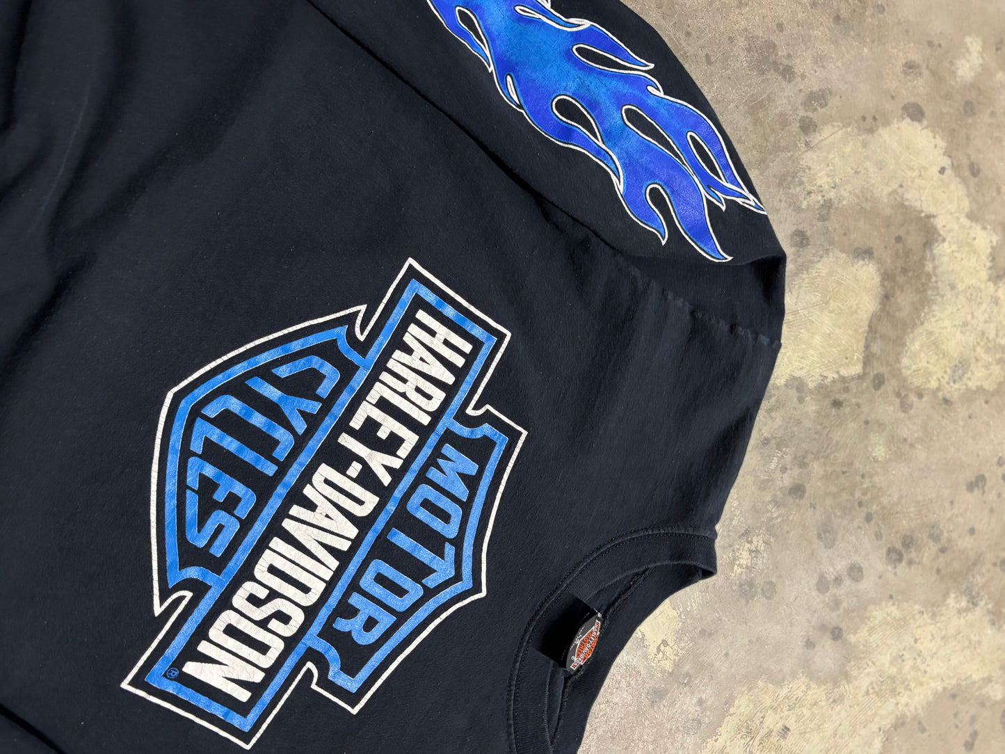 Vintage Harley Davidson Blue flame long sleeve size large