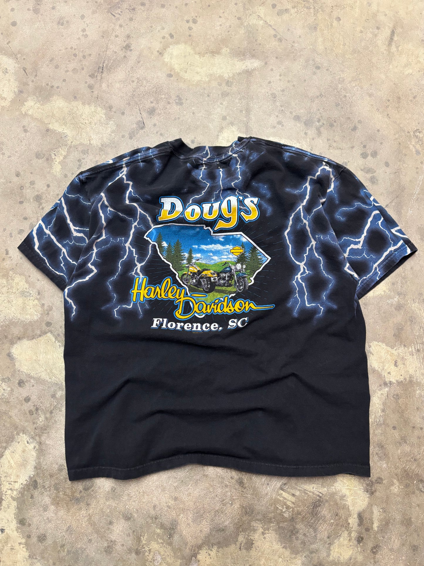 Vintage Harley Davidson blue lightening AOP shirt size XL