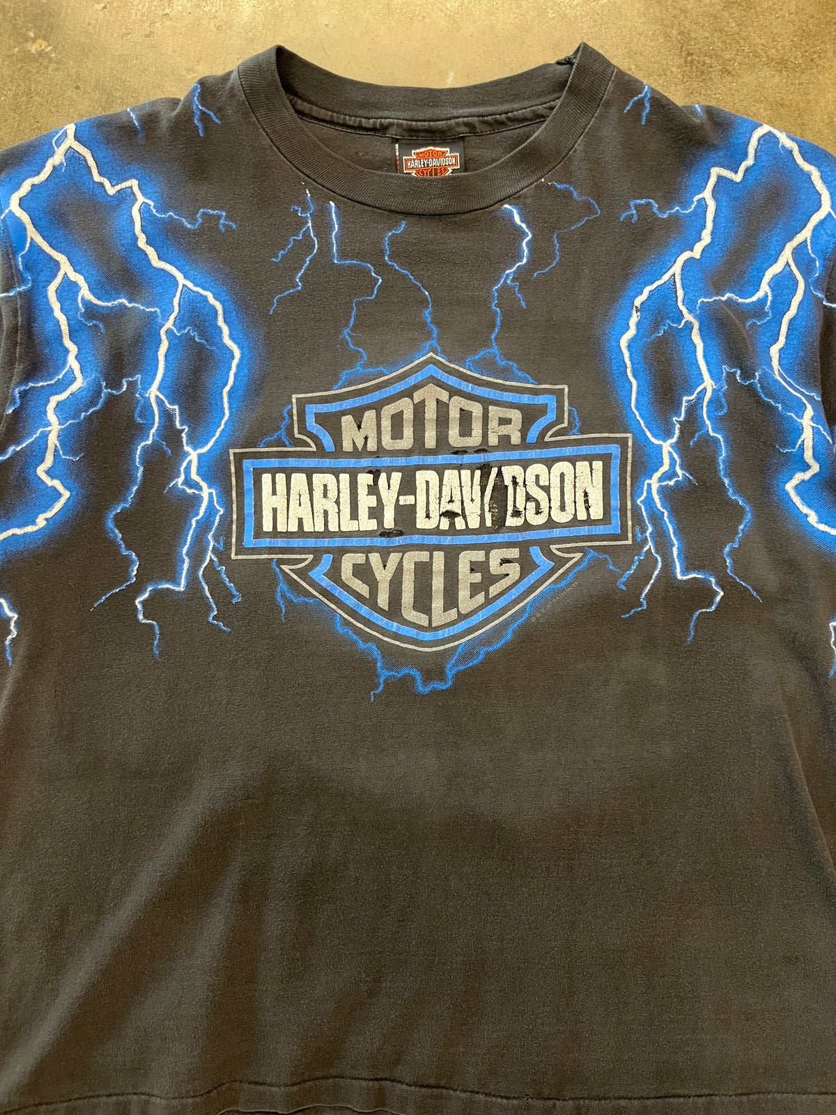 Vintage Harley Davidson blue lightning shirt size large