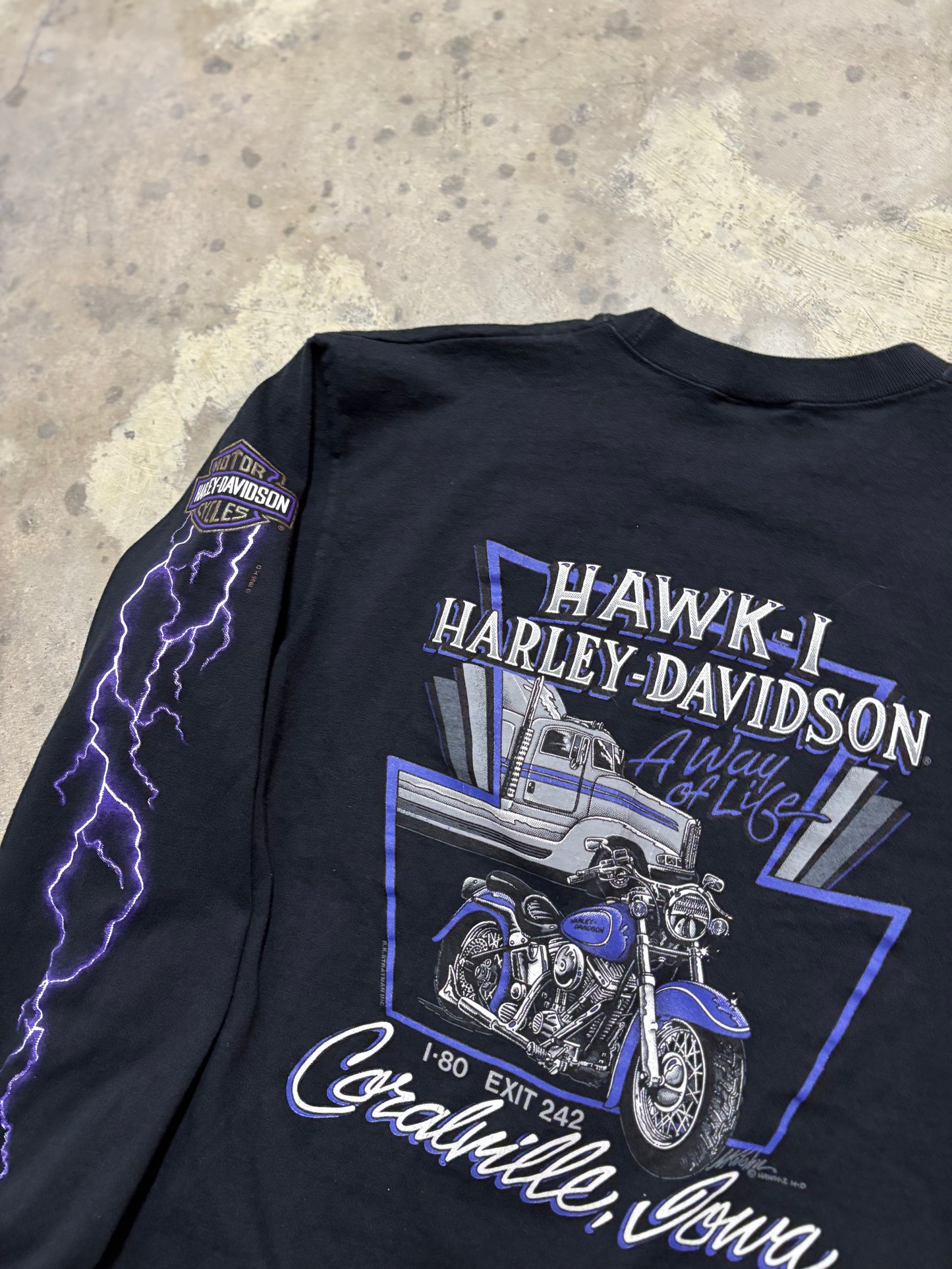 Vintage Harley Davidson purple lightening long sleeve shirt size large