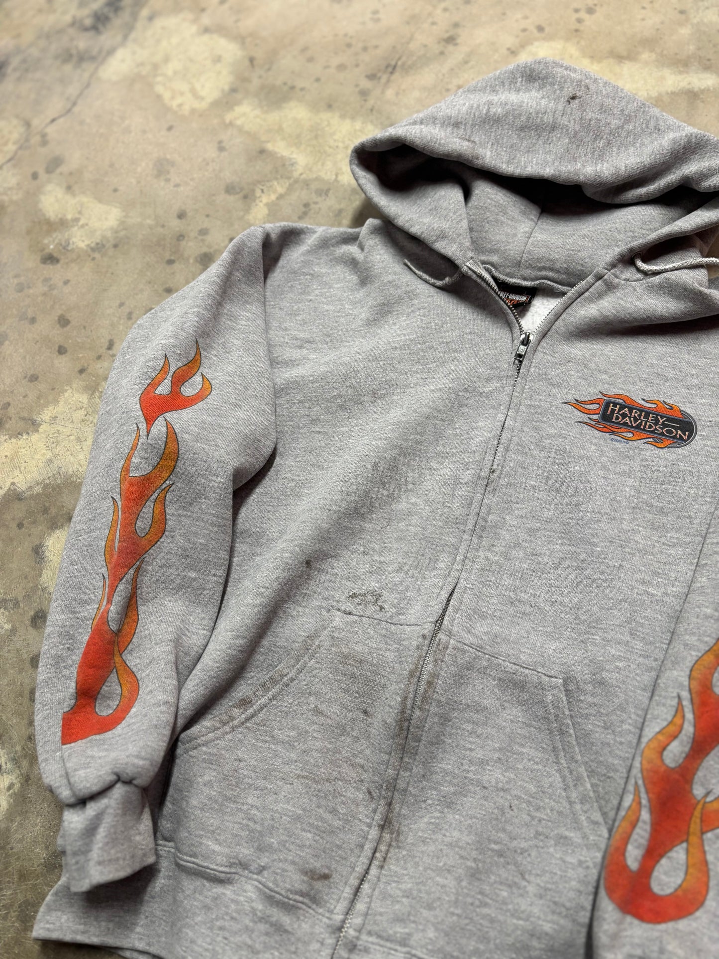 Vintage Harley Davidson Grey zip up hoodie size large
