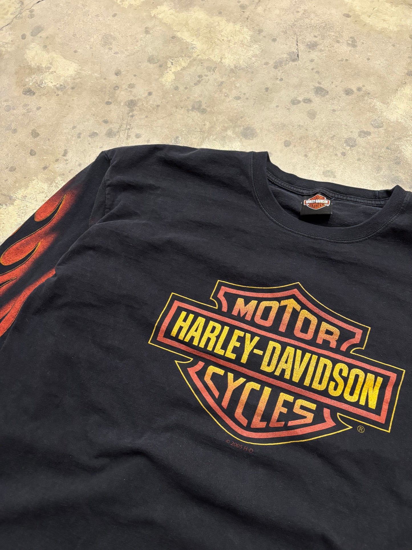 Vintage Harley Davidson Flame Shield long sleeve shirt XXL