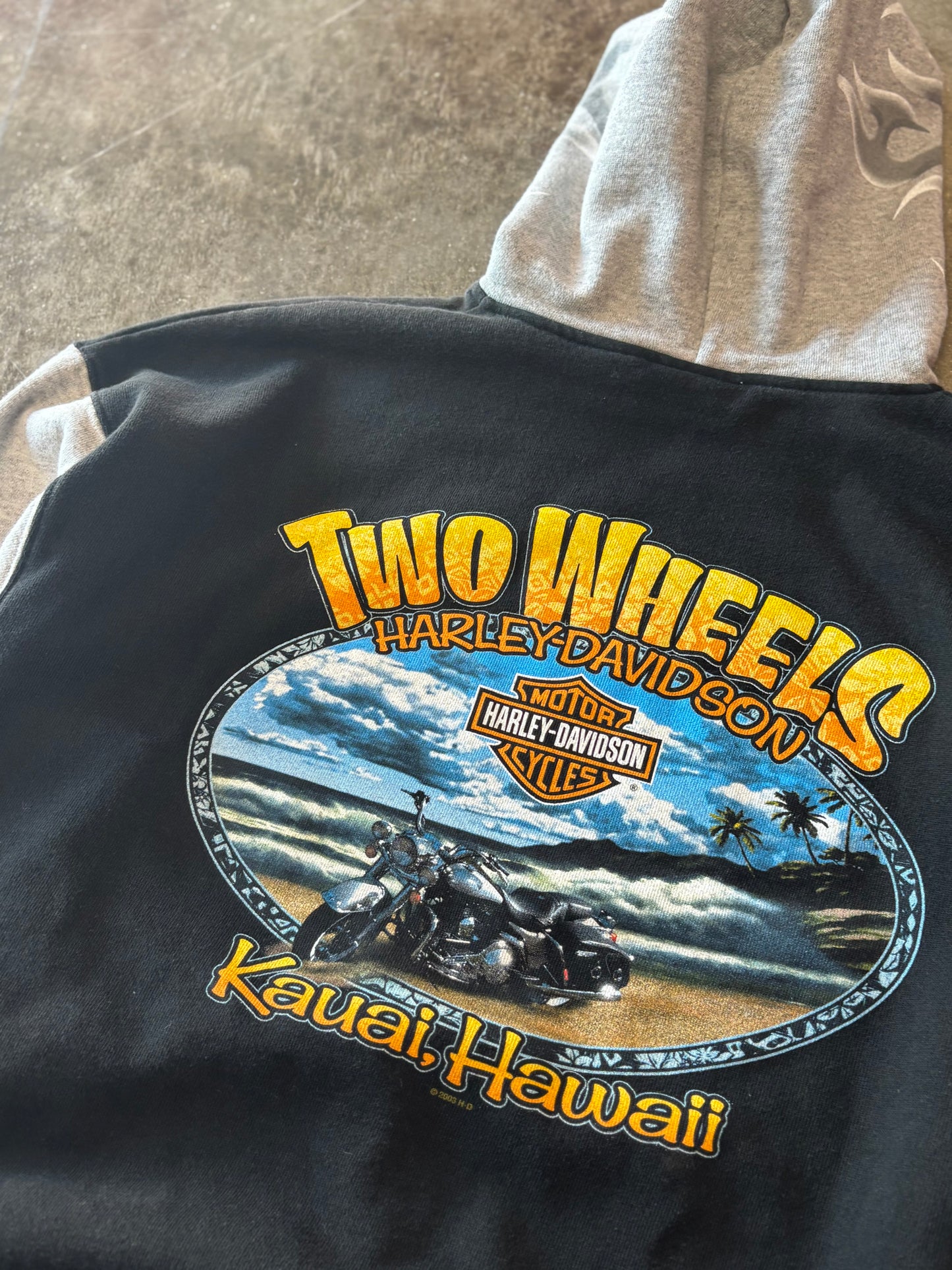 Vintage Harley Davidson Grey Flame hoodie size extra large