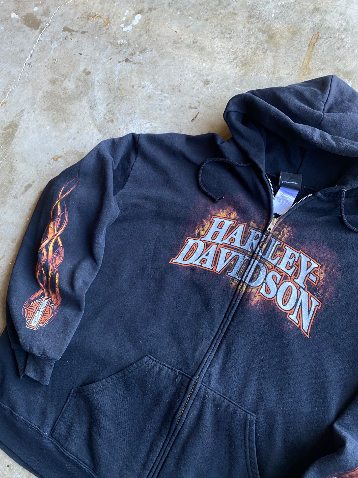 Harley Davidson Flame Zip Up Hoodie Size XXL