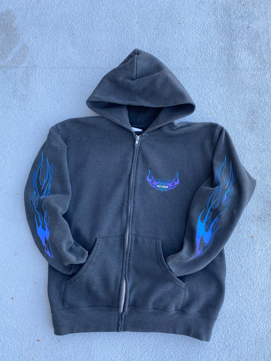 Vintage Harley Davidson Purple flame zip up hoodie size medium