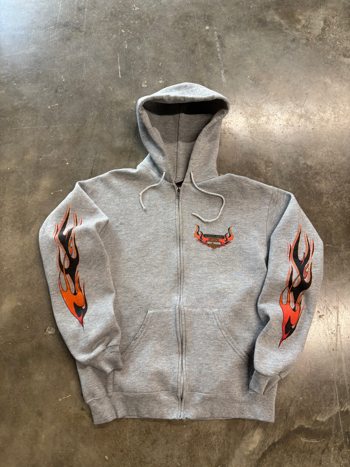 Vintage Harley Davidson flame zip up hoodie size medium