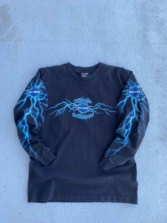 Vintage Harley Davidson Lightning Print Long sleeve size medium