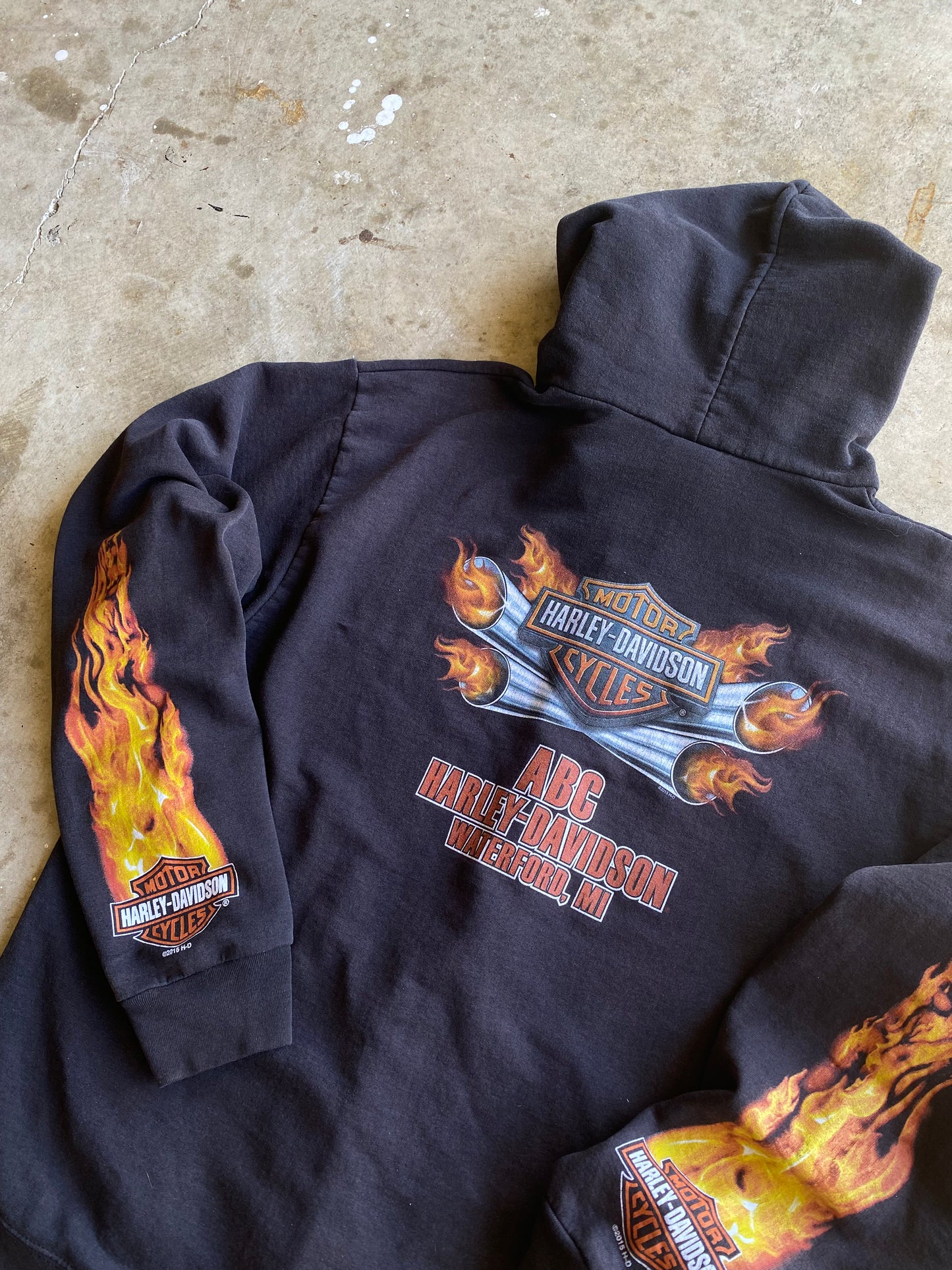 Harley Davidson flame zip up hoodie size extra large