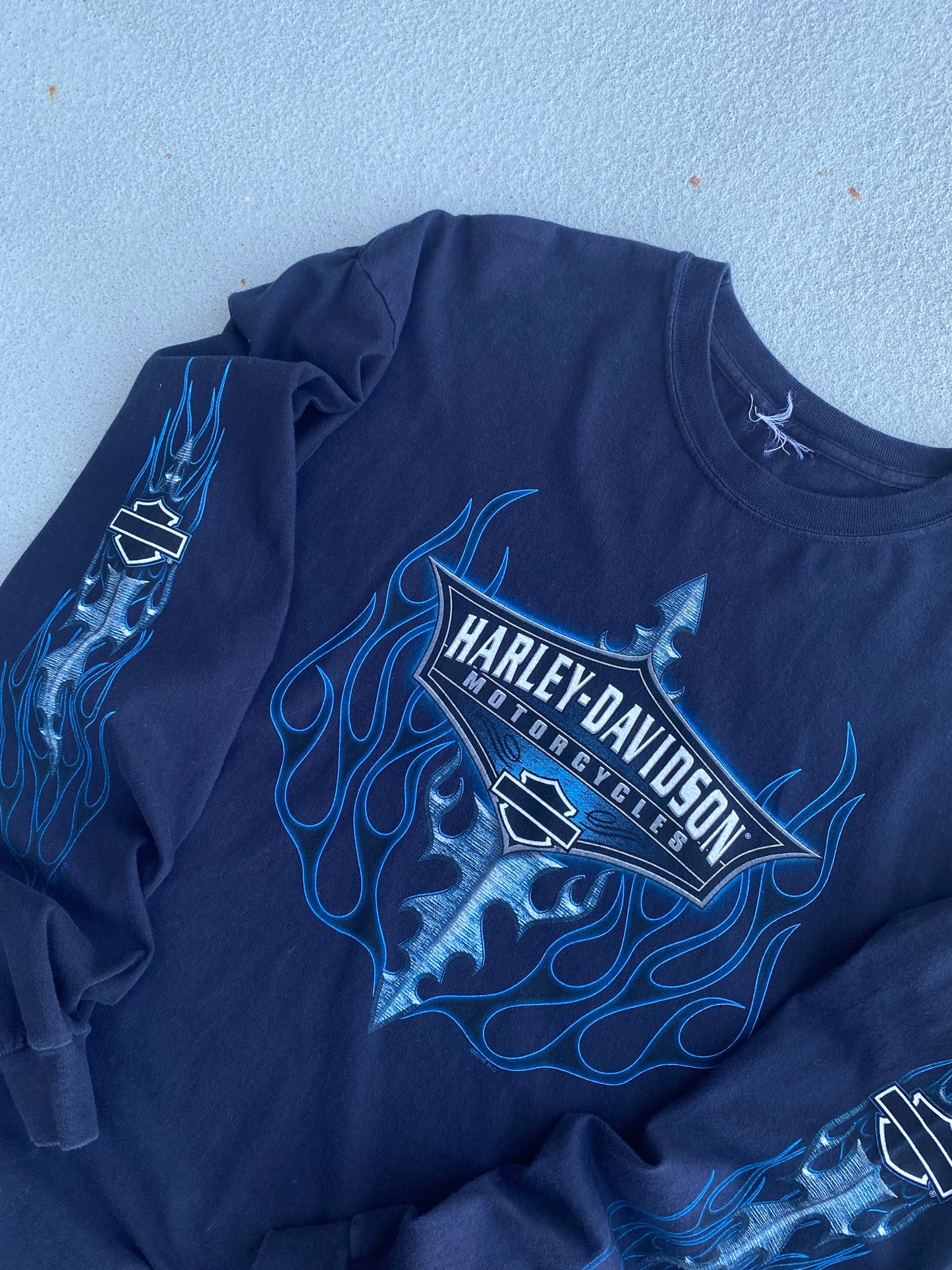 Harley Davidson Blue Flame Spear Long sleeve size XL