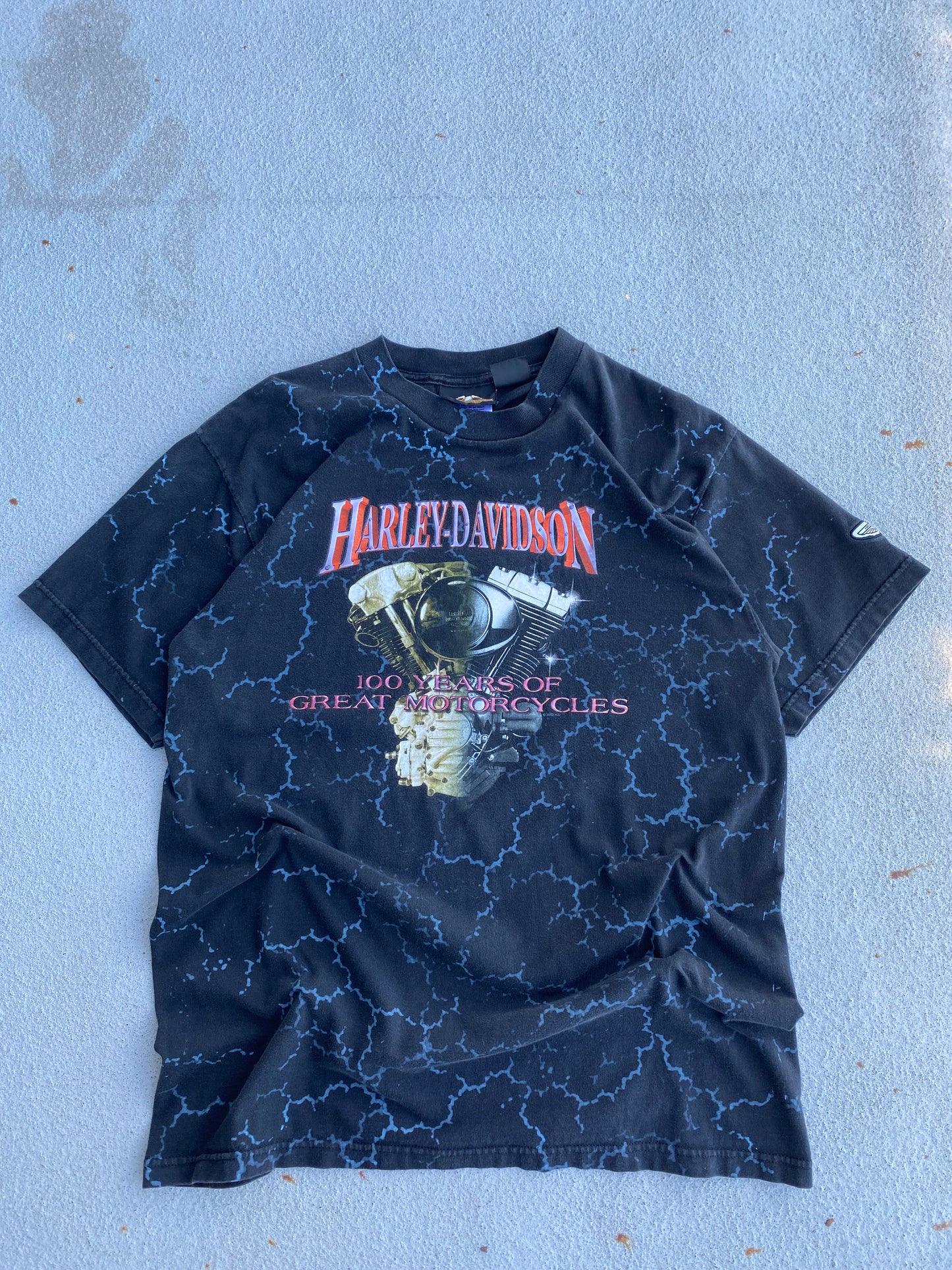 Vintage Shovel Head Lightning Print Size M/L