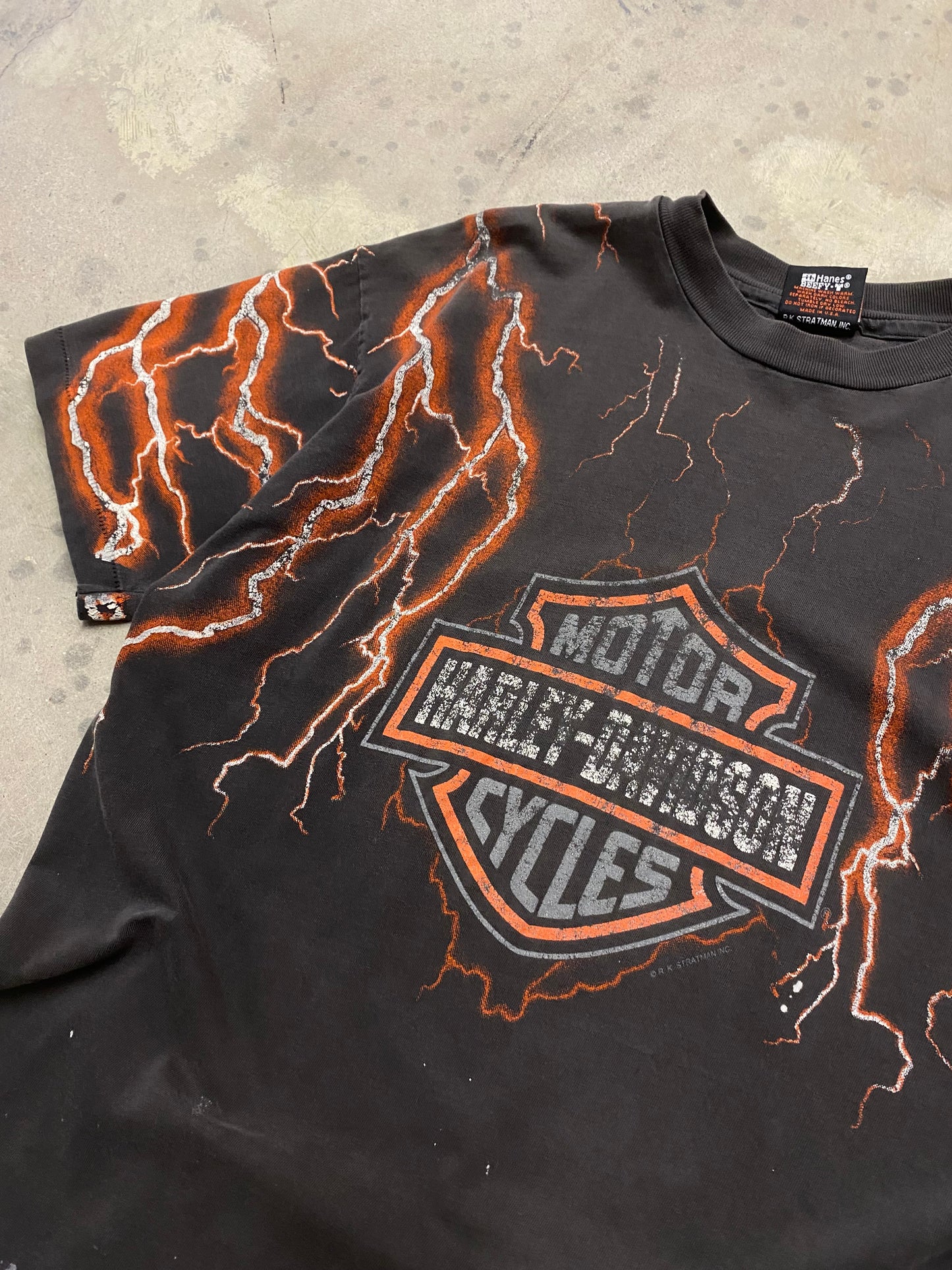Vintage Harley Davidson Lightning AOP shirt size large