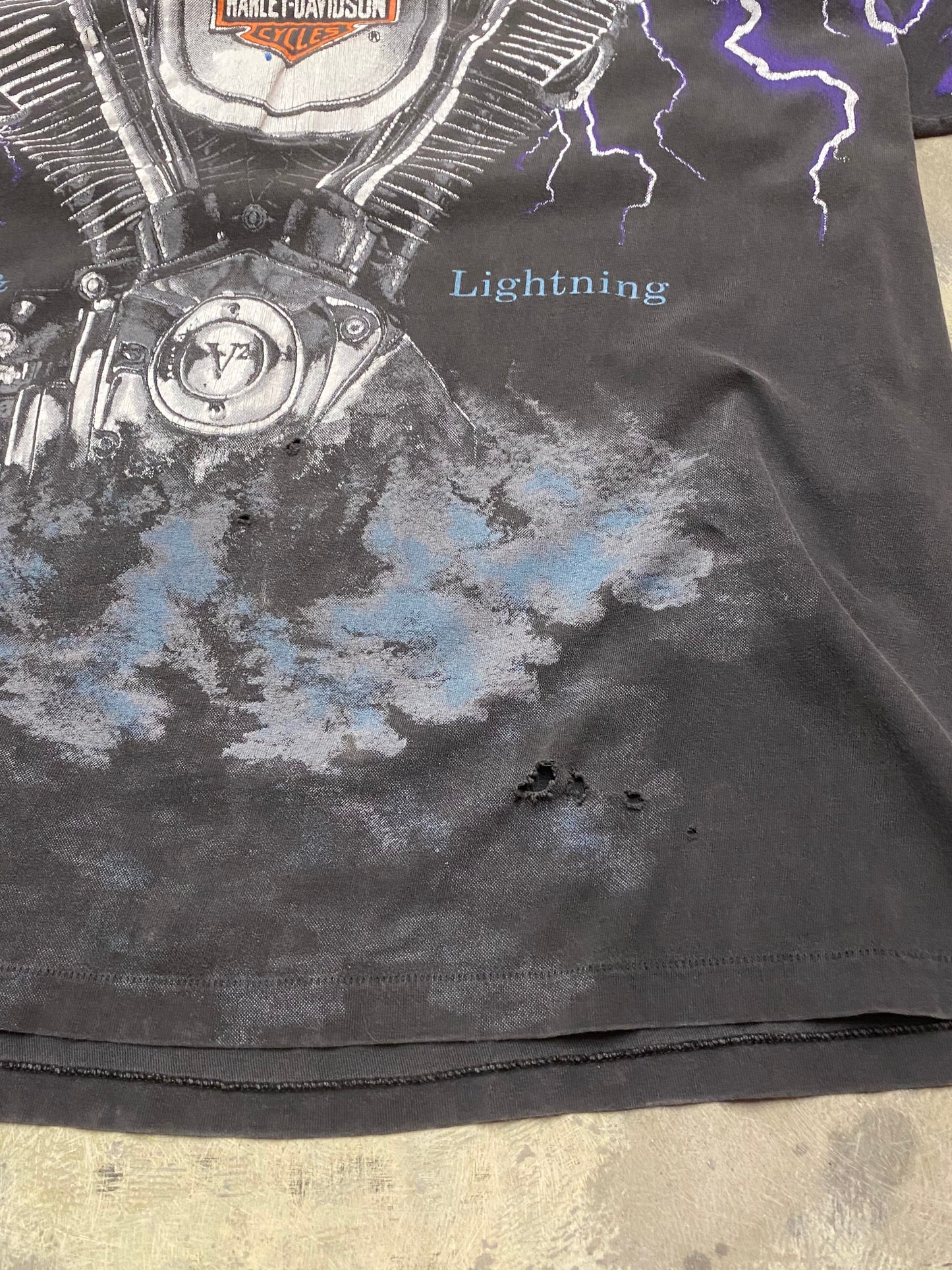 Vintage Harley Davidson Lightning purple AOP size extra large