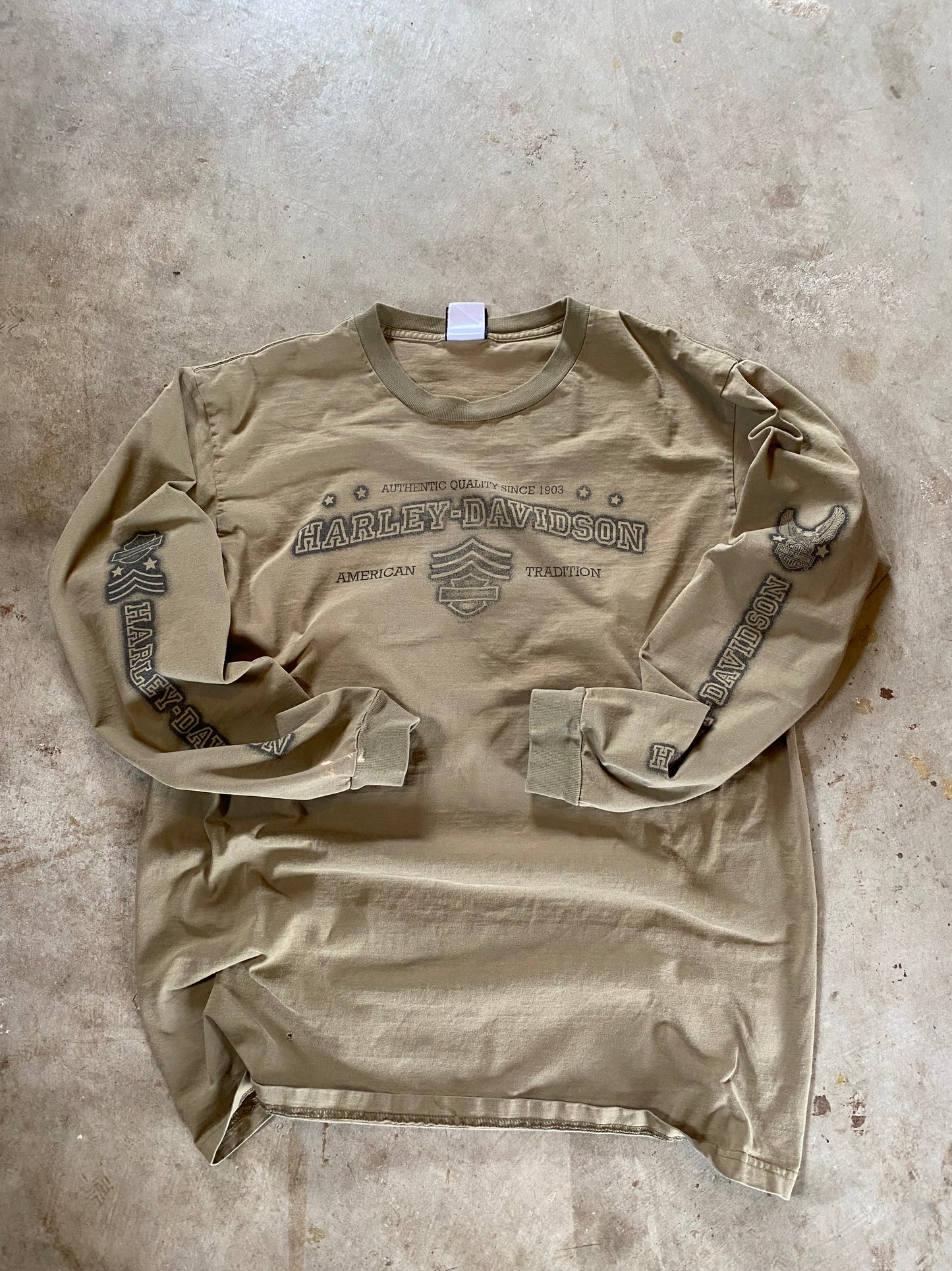 Y2K earth tone Harley Davidson long sleeve shirt Size Xl