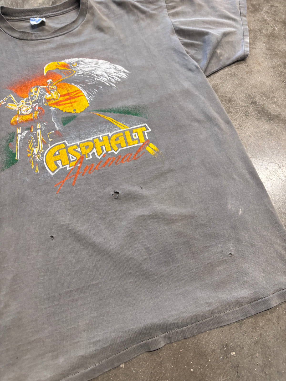 Vintage faded and thrashed 80’s biker shirt size extra large